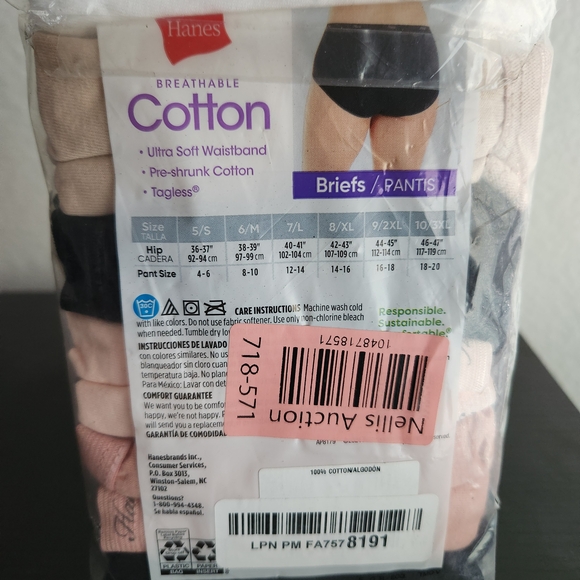 Hanes Breathable Cotton Tagless Briefs 6 Pack Multi Color Size 8 XL - Picture 5 of 7